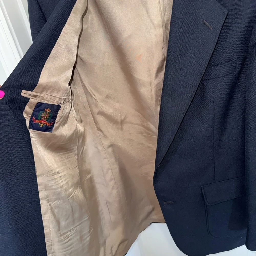 Savile Row Men's Navy Blue Blazer with Gold Buttons size 40L - Picture 15 of 16
